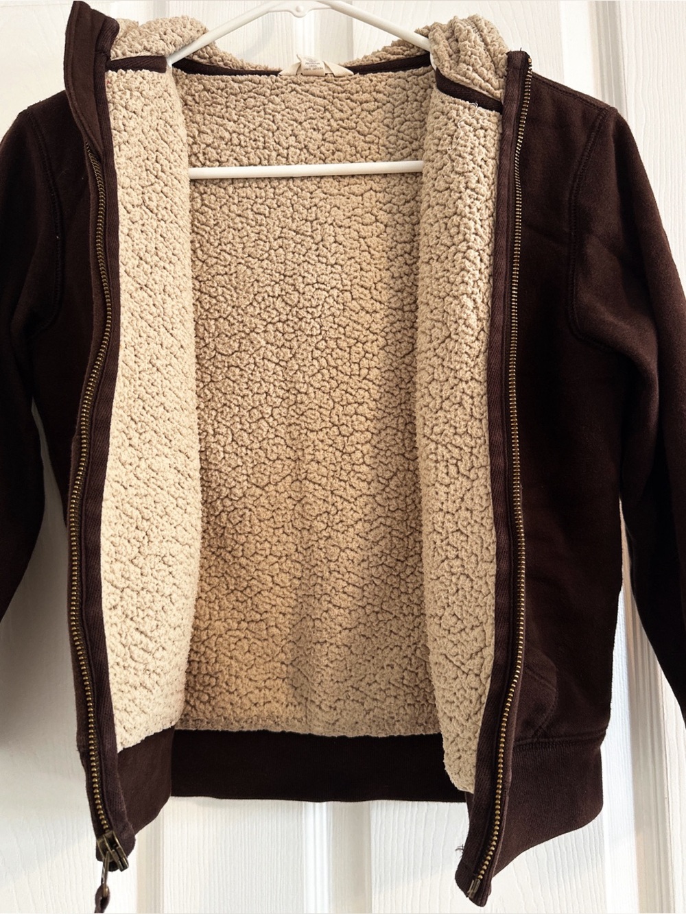 Lands End Kids Brown Sherpa-Lined Zip Hoodie Jacket